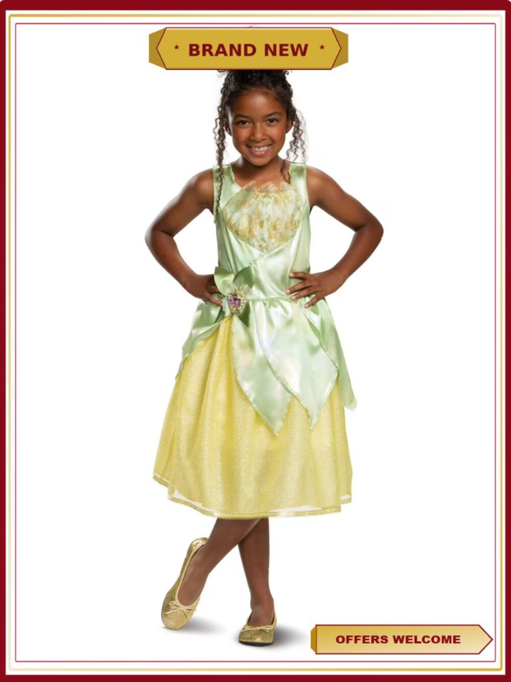 Tiana Princess and the Frog Toddler Halloween Costume Dress 3T